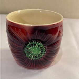 Staffordshire hand painted anemone in deep purple and green vintage
